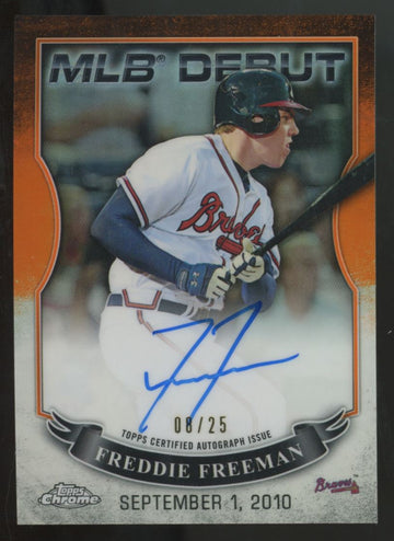 2016 Topps Chrome Freddie Freeman Orange MLB Debut Refractor Auto /25 #MLBA-FF