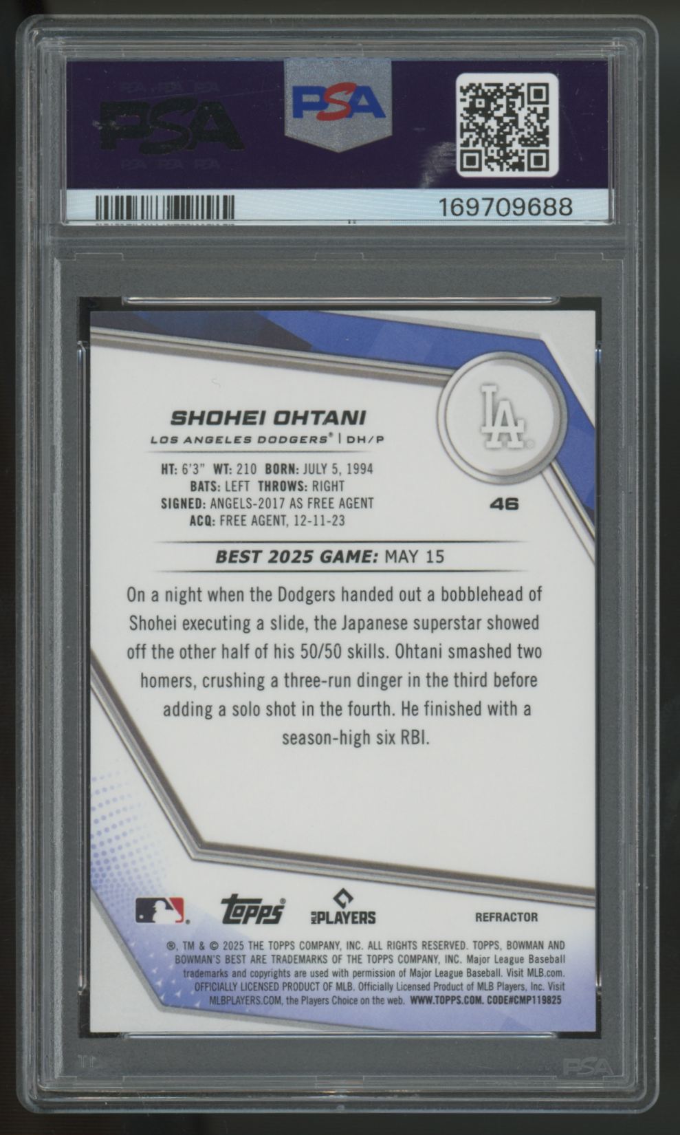 2025 Bowman's Best Shohei Ohtani Refractor #46 PSA 9