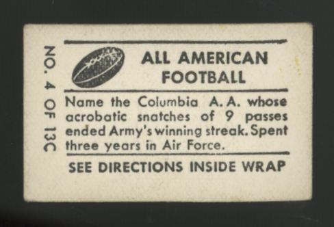 1948 Topps Magic Bill Swiacki All American Football #4 VG/EX