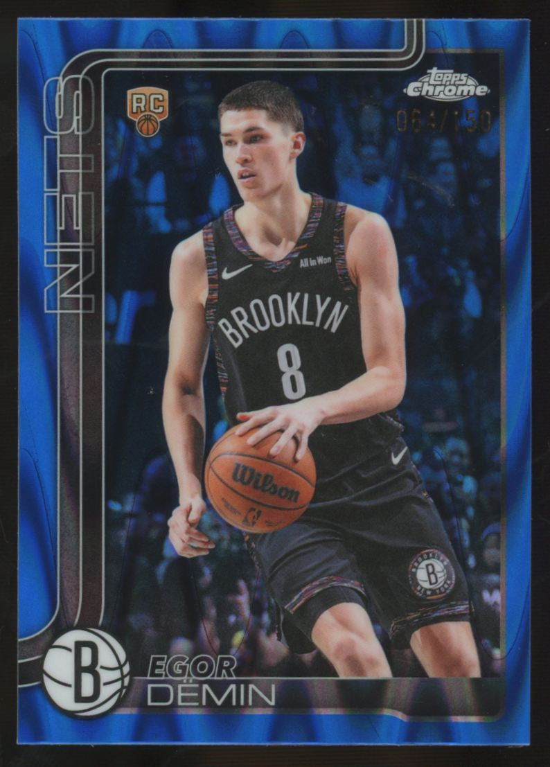 2025-26 Topps Chrome Update Egor Demin RC Blue Raywave Refractor /150 #158