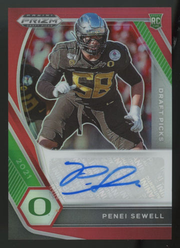 2021 Panini Prizm Draft Penei Sewell RC Red Auto /199 #DPA-PSE "A"