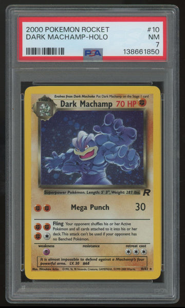 2000 Pokemon Dark Machamp Team Rocket Holo #10 PSA 7 (B)