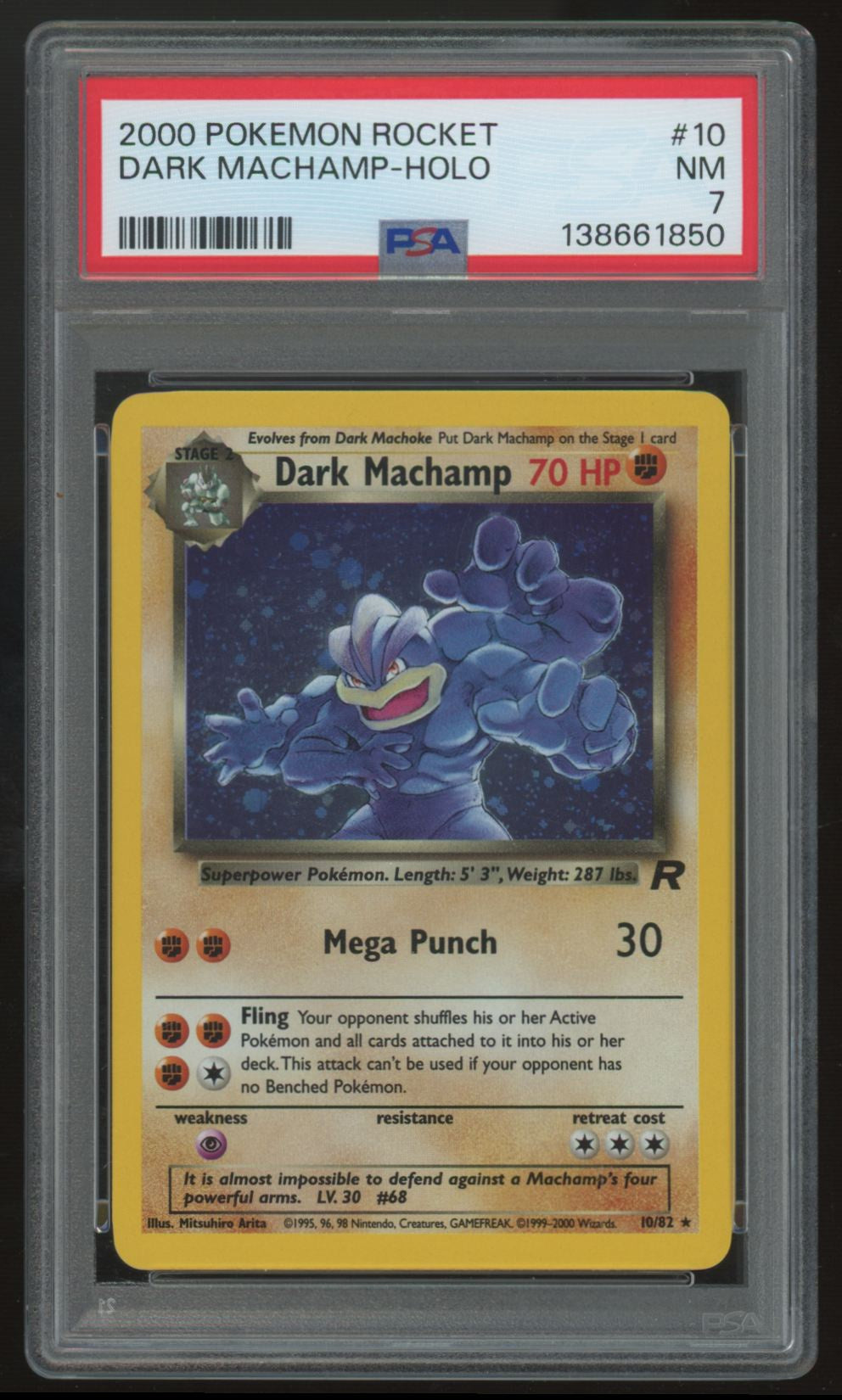 2000 Pokemon Dark Machamp Team Rocket Holo #10 PSA 7 (B)