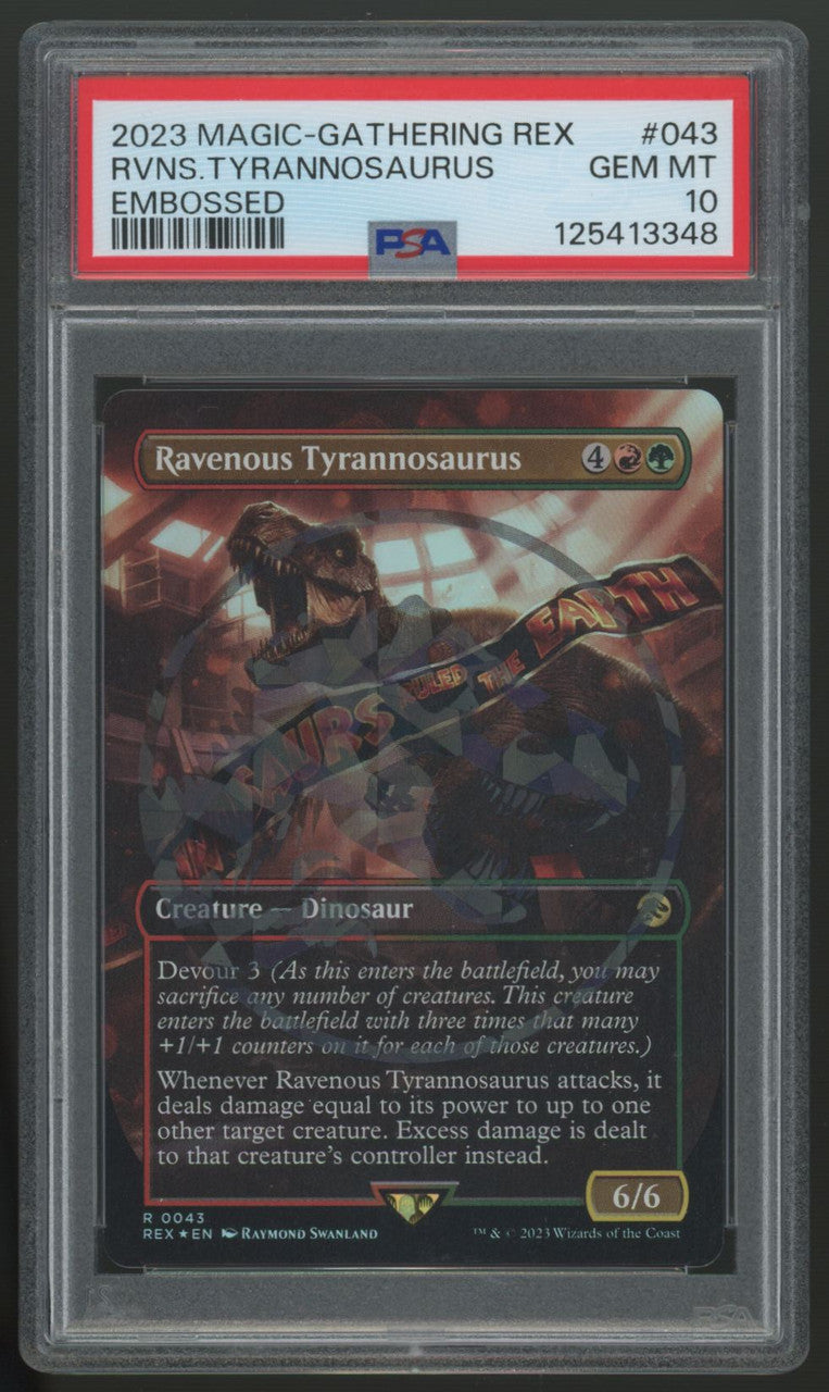 2023 Magic Ravenous Tyrannosaurus Jurassic World Embossed Foil #043 PSA 10