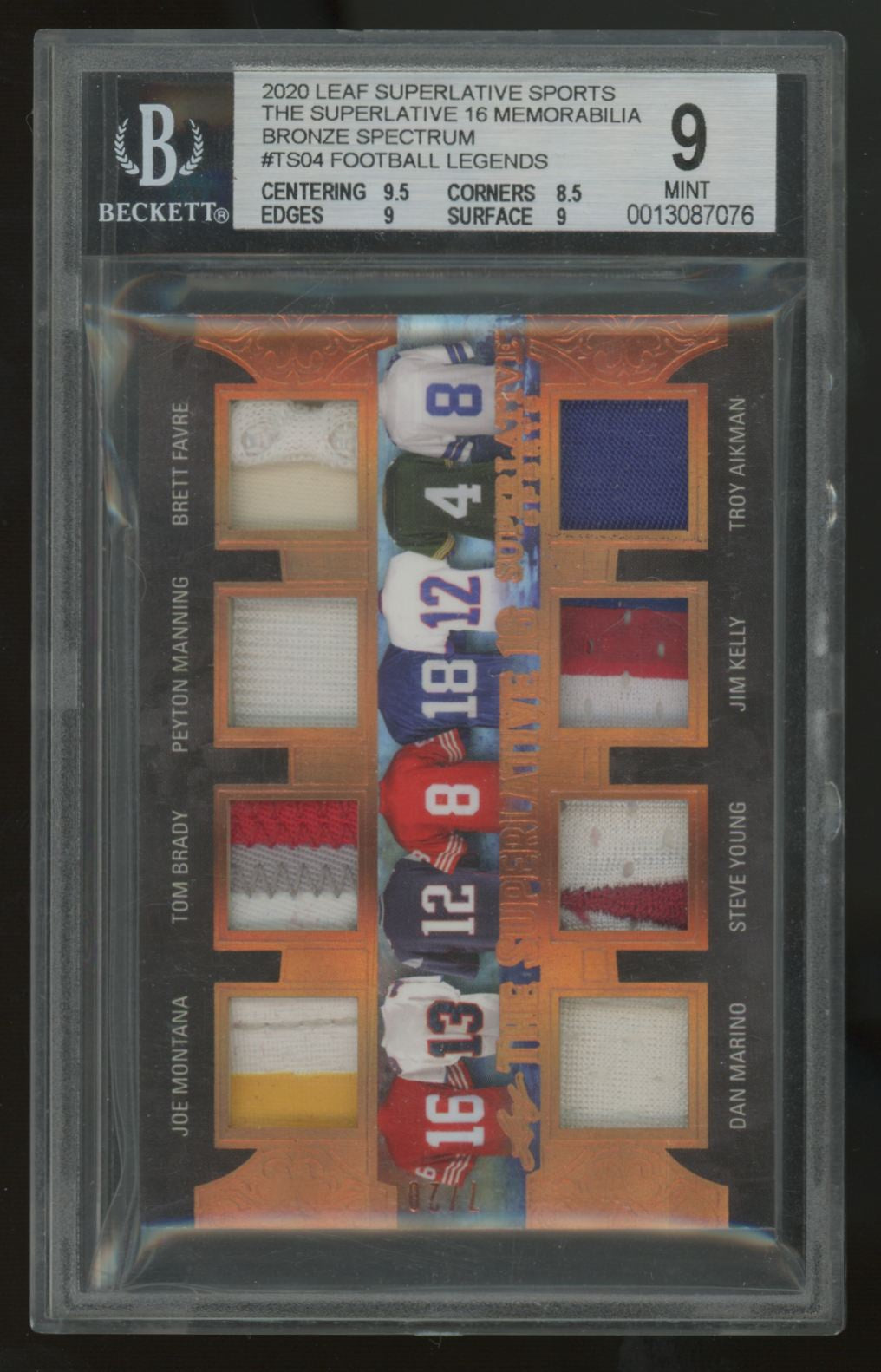 2020 Leaf Brady Manning Montana Moss Sanders The Superlative 16 Patch /20 BGS 9