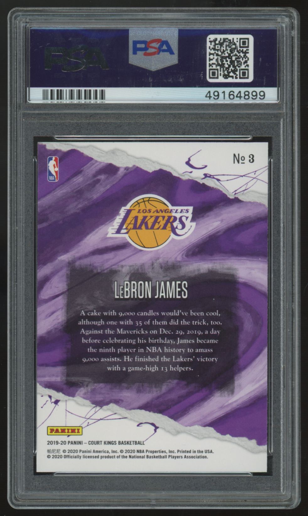 2019-20 Panini Court Kings LeBron James #3 PSA 10
