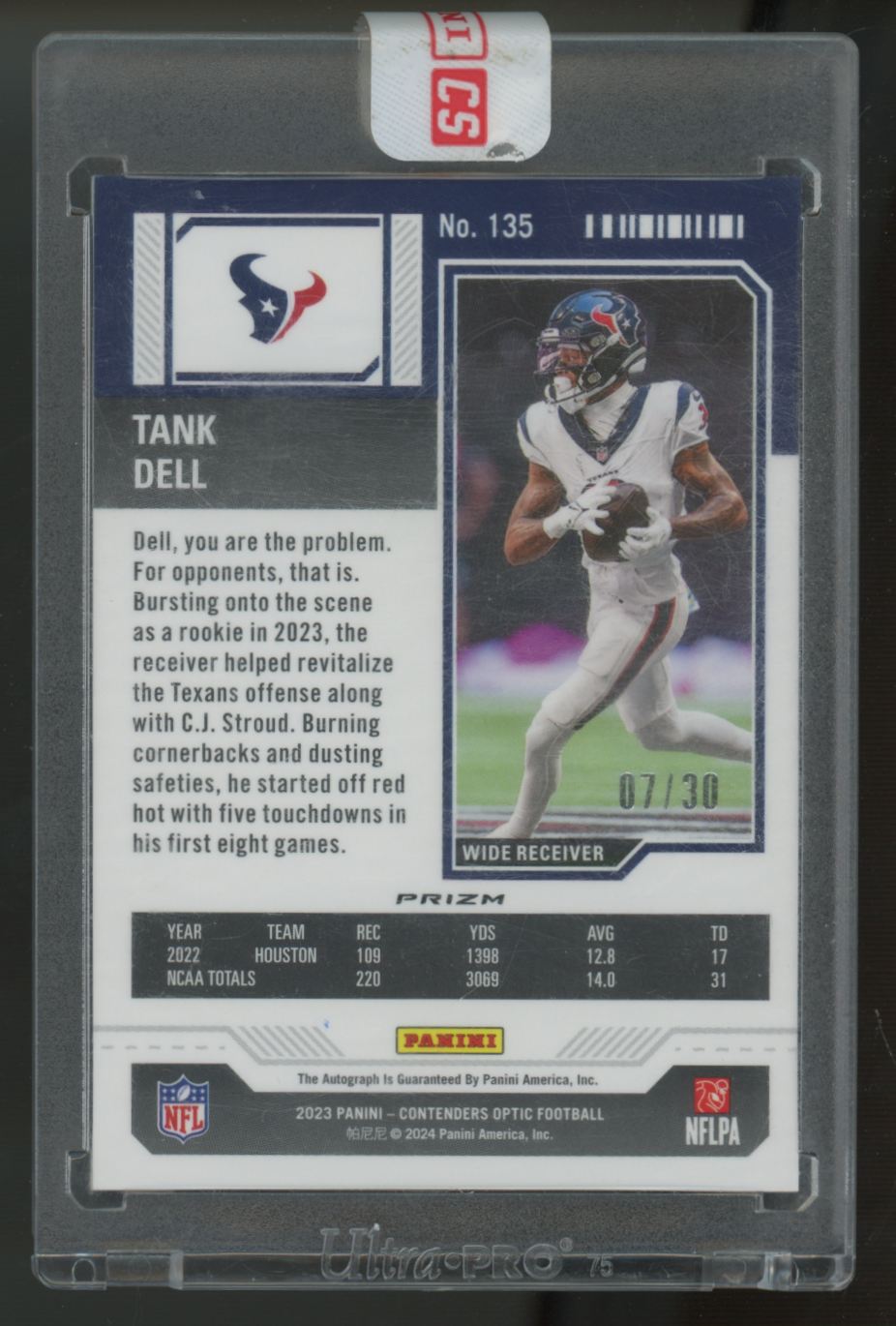 2023 Contenders Optic Tank Dell RC Ticket Green Pulsar Auto /30 #135