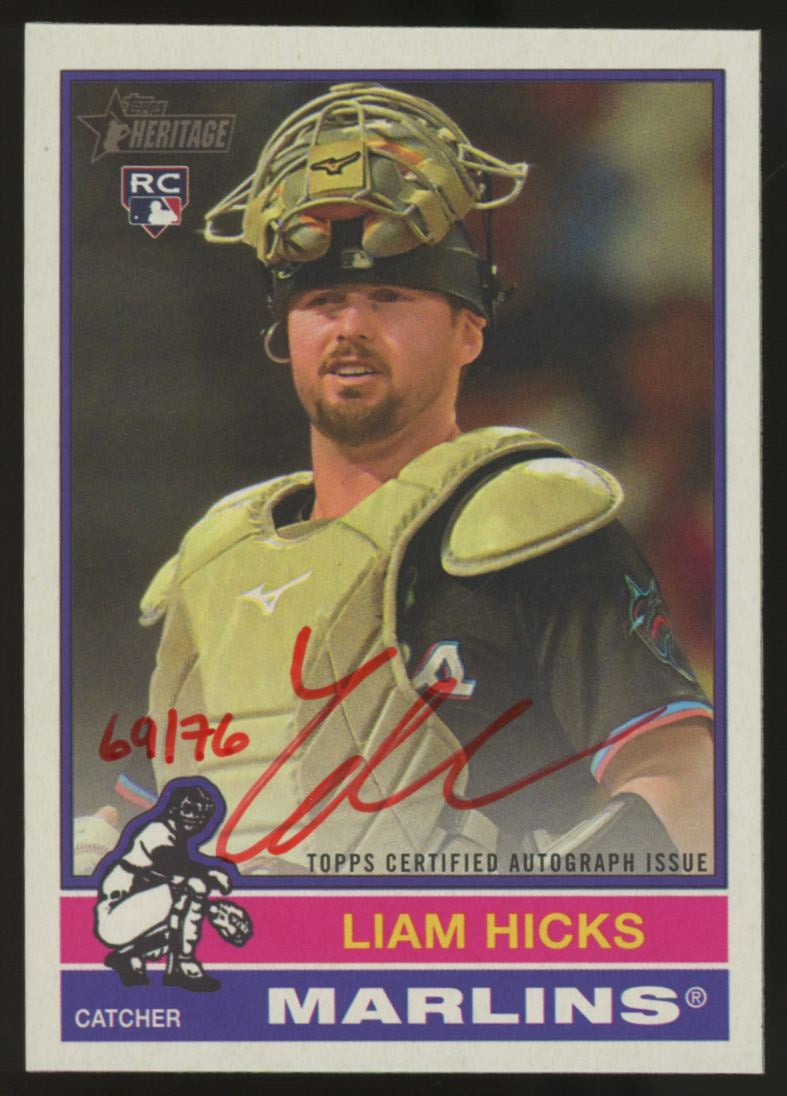 2025 Topps Heritage Liam Hicks RC Real One Auto Red Ink /76 #ROA-LH