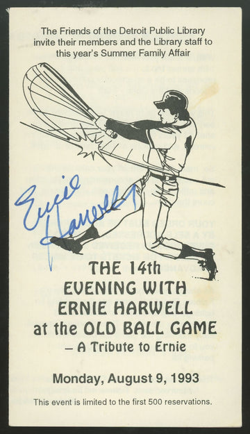 Ernie Harwell Signed Autographed Public Library Program JSA