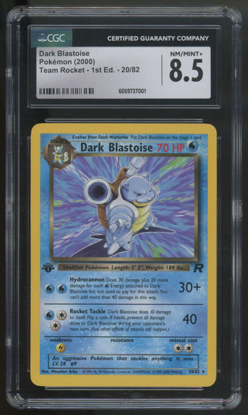 2000 Pokemon Dark Blastoise Team Rocket 1st Ed #20 CGC 8.5