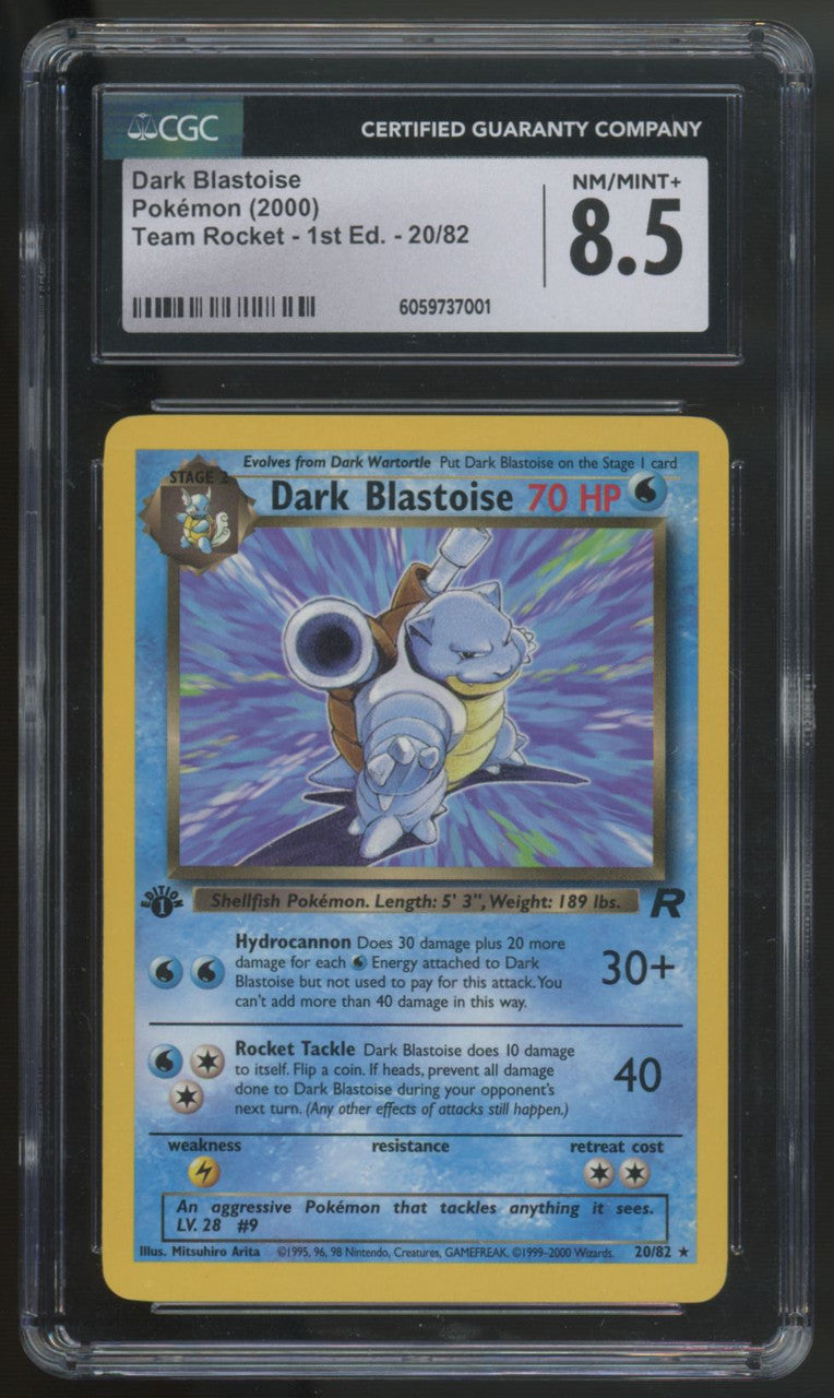 2000 Pokemon Dark Blastoise Team Rocket 1st Ed #20 CGC 8.5