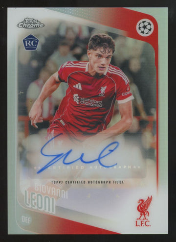 2025-26 Topps Chrome UEFA Club Giovanni Leoni RC Auto Refractor #CA-GL