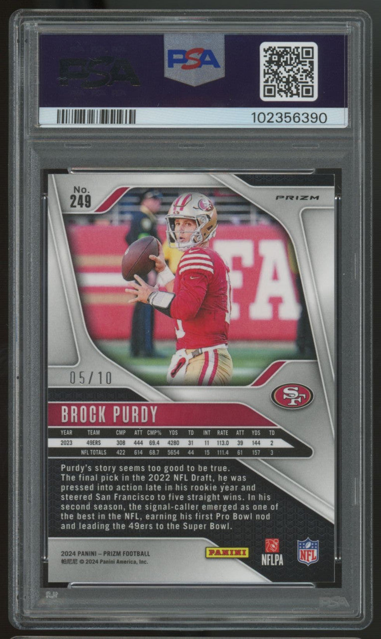 2024 Prizm Brock Purdy Gold Shimmer /10 #249 PSA 9