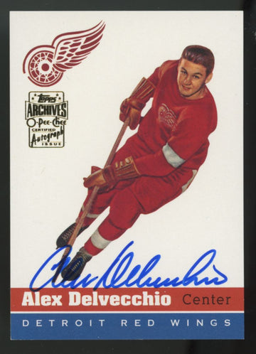 2005-06 Topps Archives O-Pee-Chee Certified Alex Delvecchio '54-'55 Reprint Auto