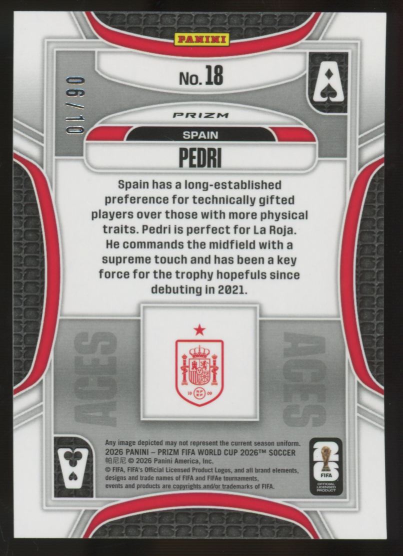 2026 Panini Prizm FIFA World Cup Pedri Aces Gold Pulsar /10 #18