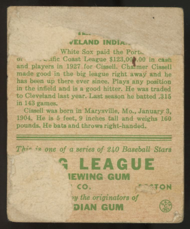 1933 Goudey Chalmer Cissell #26 Poor (Paper Loss)