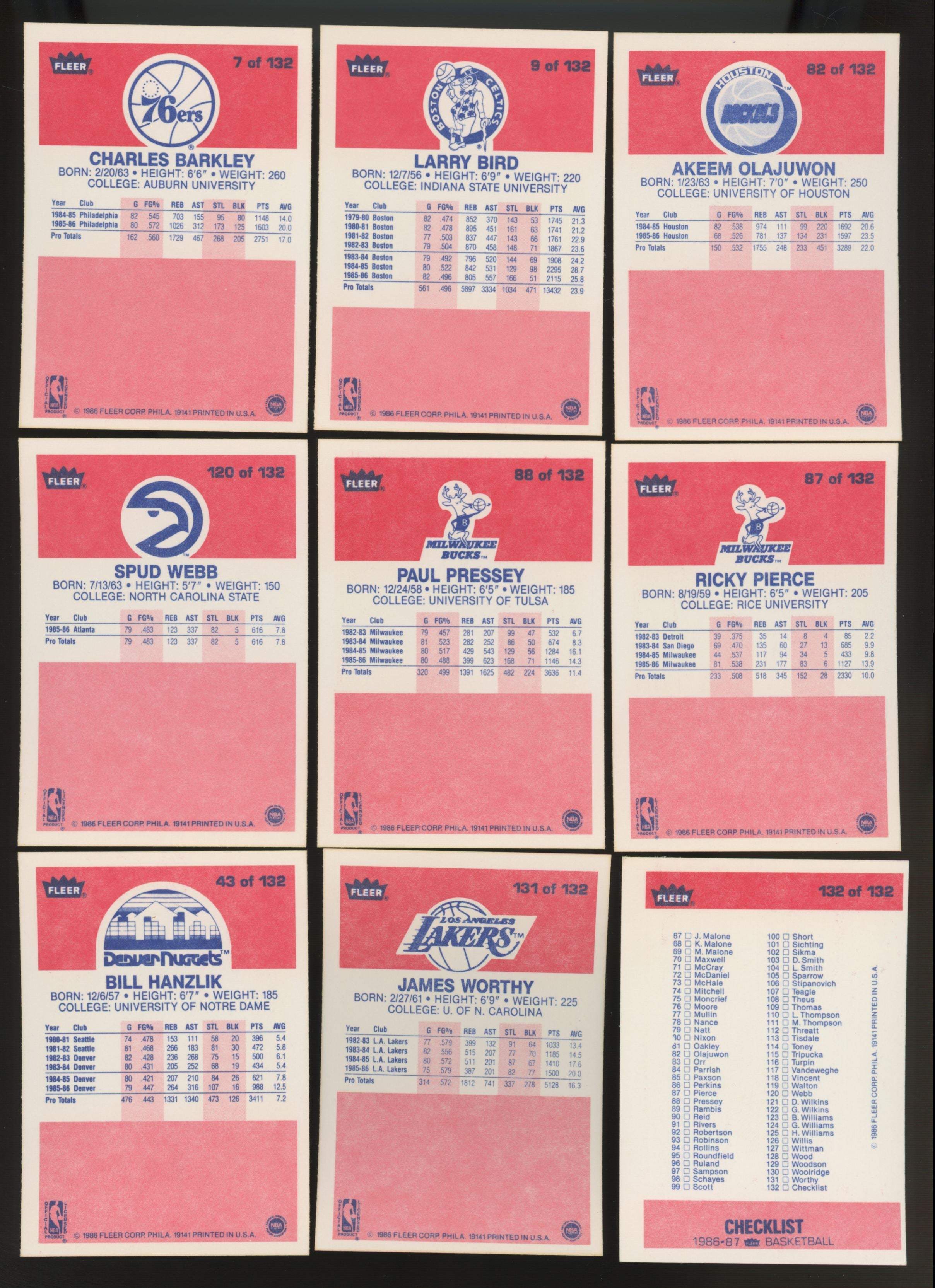 1986/87 Fleer Basketball Near Complete Set w/ Stickers Missing 2 Jordans NM/MT