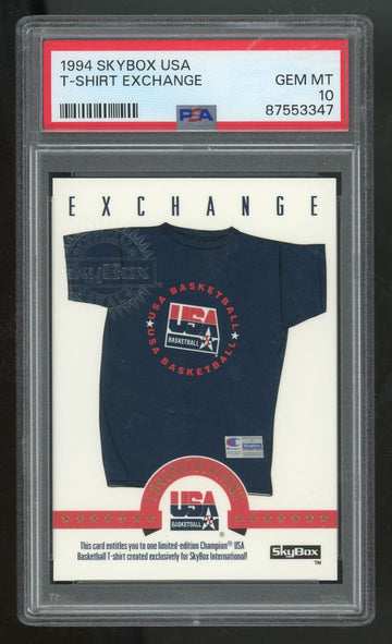 1994 Skybox USA Basketball T-Shirt Exchange Card PSA 10