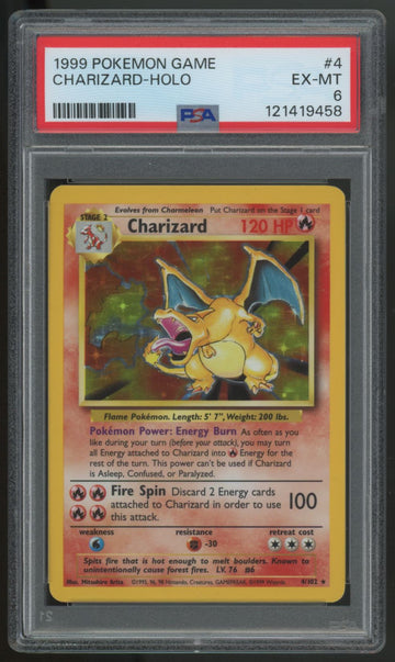 1999 Pokemon Charizard Base Set Unlimited Holo #4 PSA 6 (C)