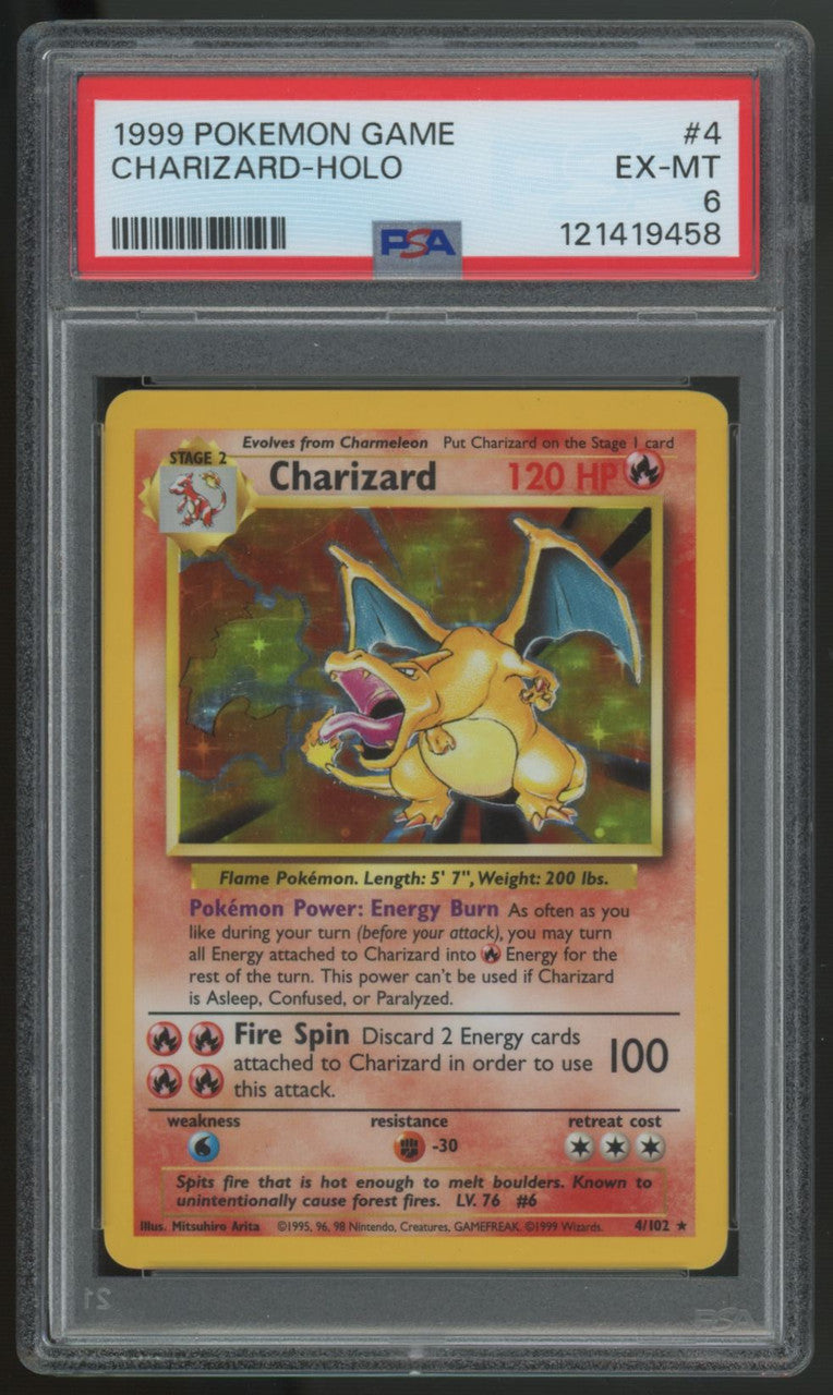 1999 Pokemon Charizard Base Set Unlimited Holo #4 PSA 6 (C)