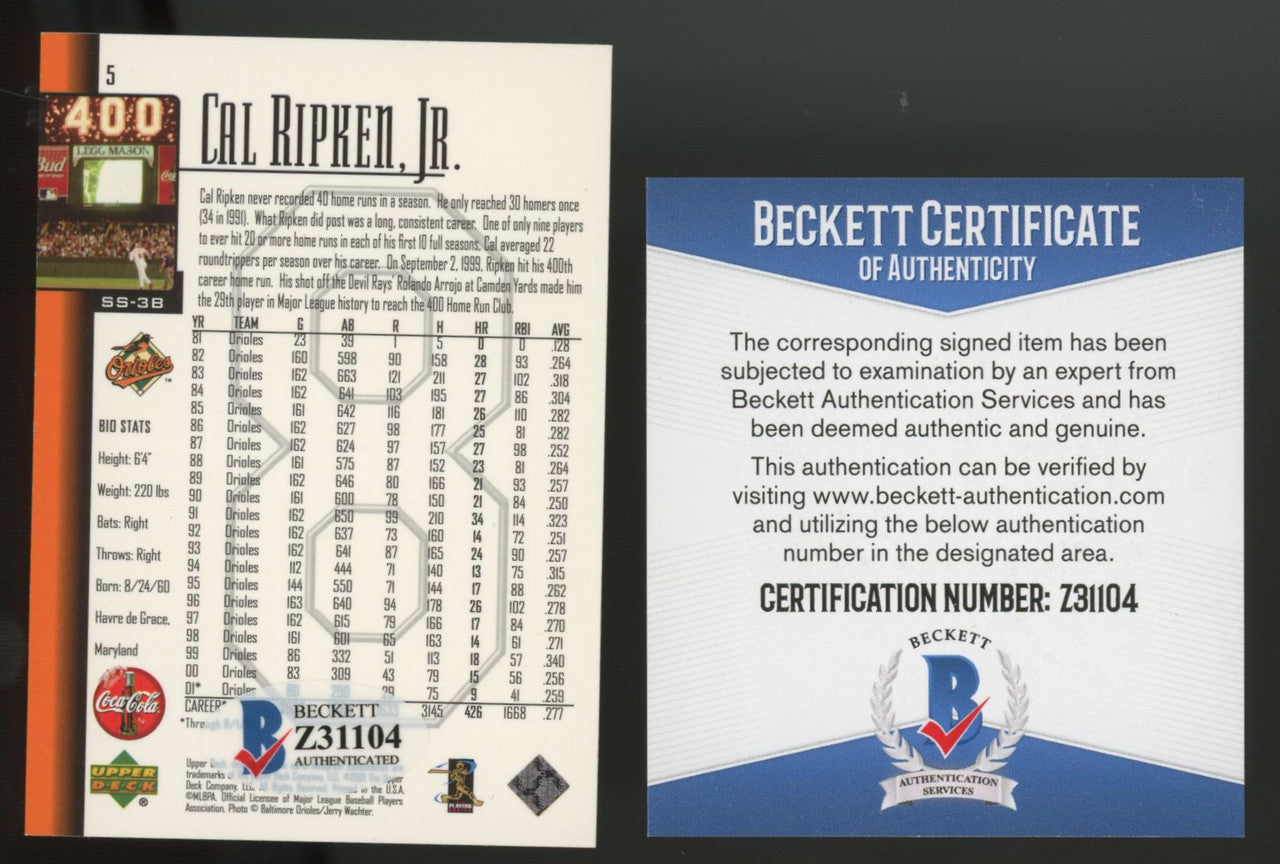 2001 Upper Deck Cal Ripken Jr. #5 Signed Auto Beckett Authentic