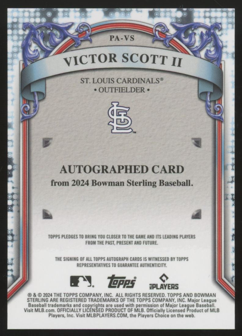 2024 Bowman Sterling Victor Scott II Prospect Speckle Auto /99 #PA-VS
