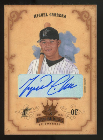 2004 Donruss Diamond Kings Miguel Cabrera Crowning Moment Auto /100 #103