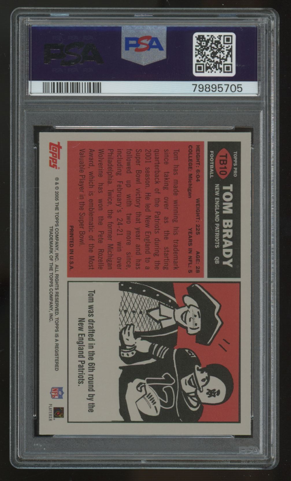 2005 Topps Throwback Tom Brady #TB10 PSA 8