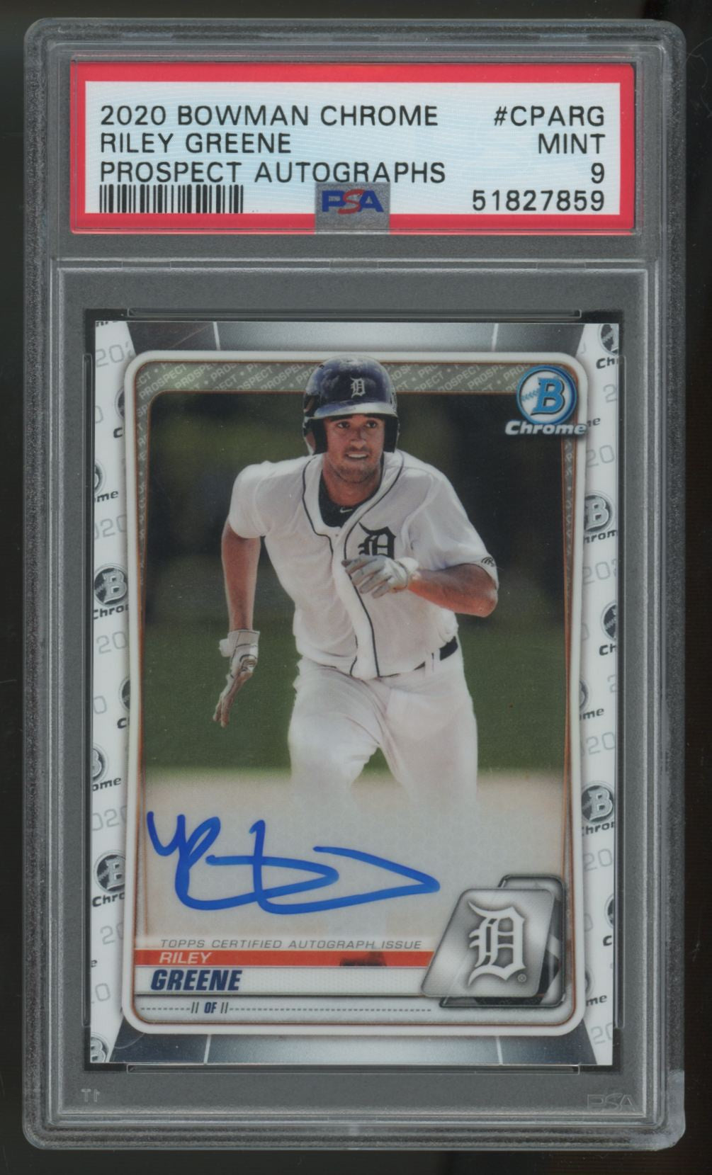 2020 Bowman Chrome Riley Greene Prospect Auto #CPA-RG PSA 9