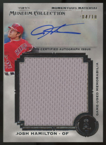 2013 Museum Collection Josh Hamilton Momentous Material Patch Auto /10 #MMJAR-JH