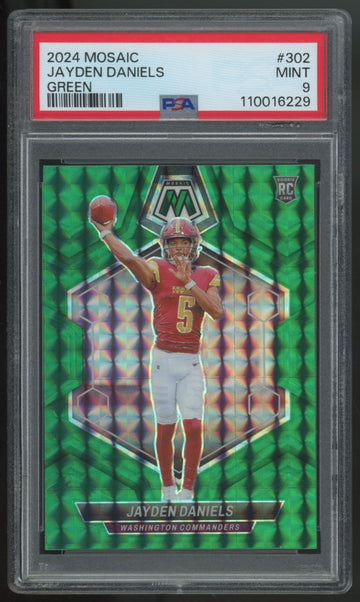 2024 Panini Mosaic Jayden Daniels RC Green #302 PSA 9