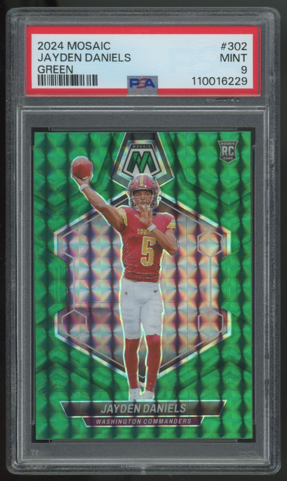 2024 Panini Mosaic Jayden Daniels RC Green #302 PSA 9