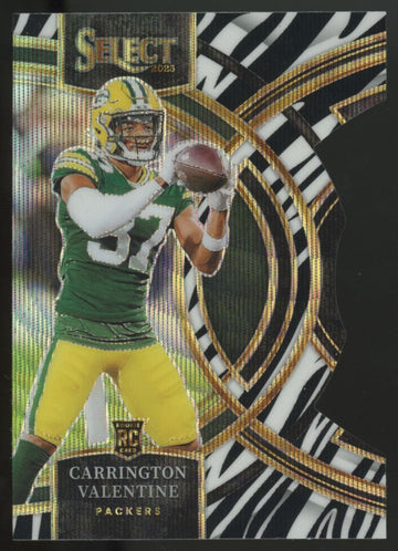 2023 Panini Select Carrington Valentine RC Premier Zebra Die Cut Prizm #118