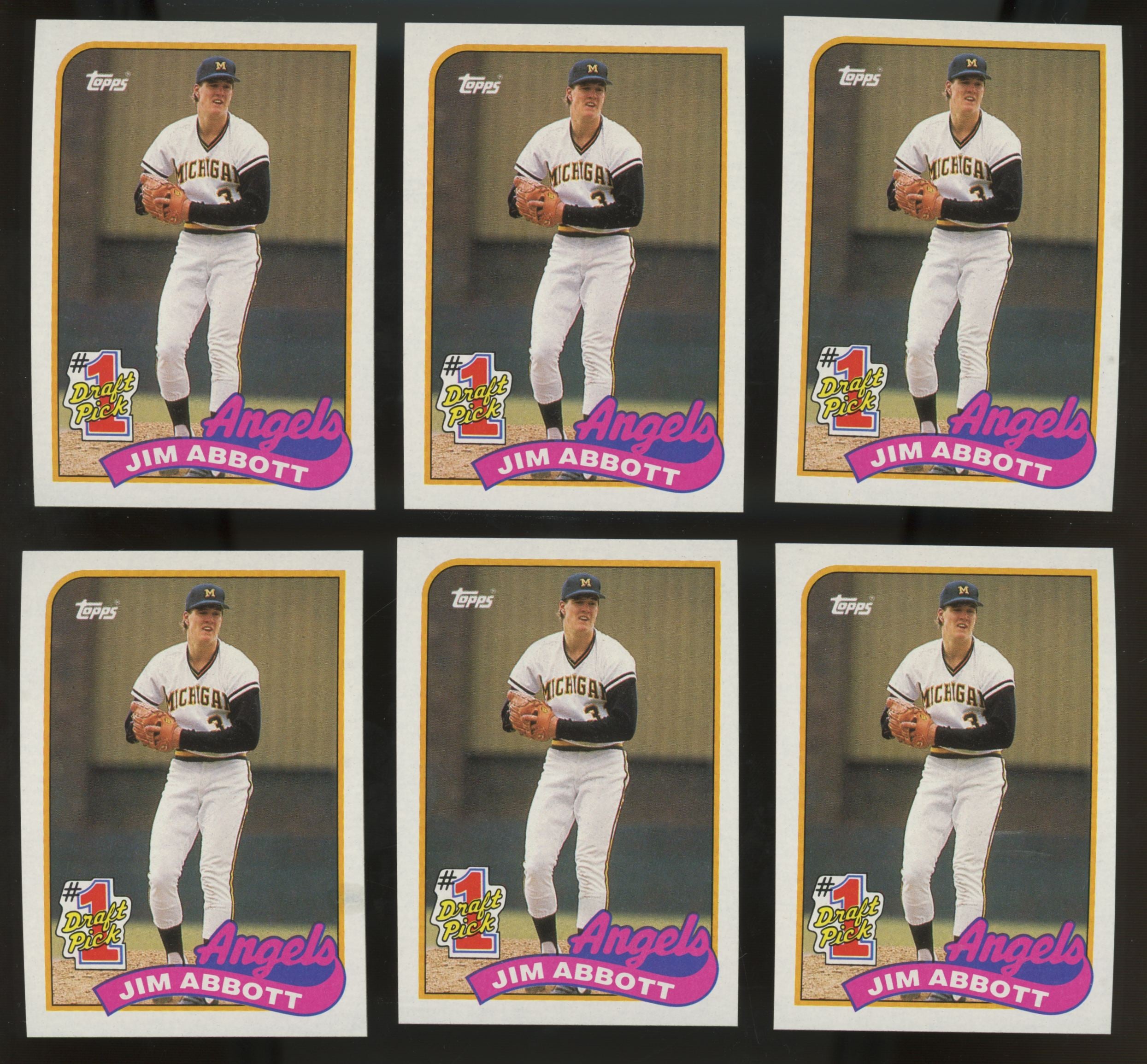 1989 Topps Jim Abbott RC #1 Draft Pick #573 (Lot Of 50) "A"