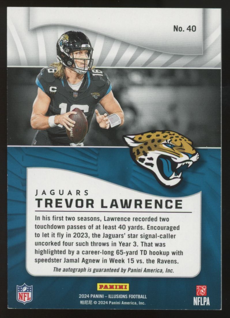 2024 Illusions Trevor Lawrence Trophy Collection Auto Purple /49 #40