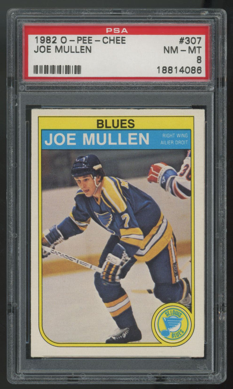 1982-83 O-Pee-Chee Joe Mullen RC #307 PSA 8