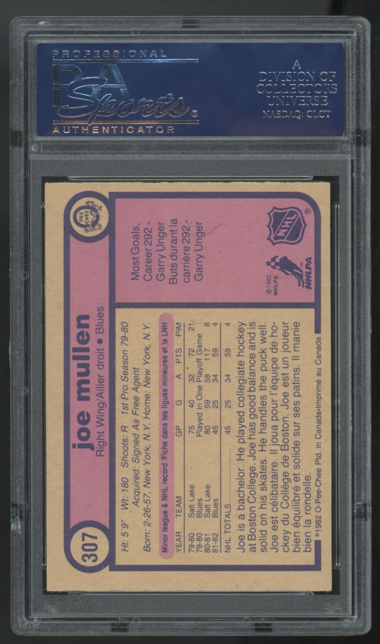 1982-83 O-Pee-Chee Joe Mullen RC #307 PSA 8