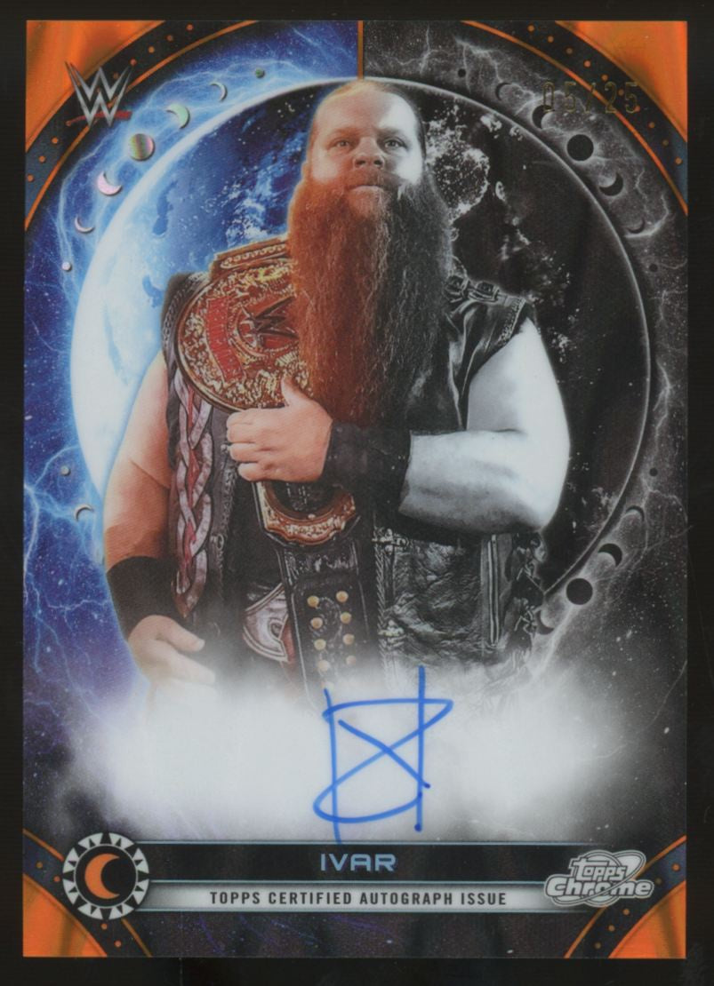 2026 Topps Chrome Cosmic WWE Ivar Orange Galactic Equinox Auto /25 #EA-IVR