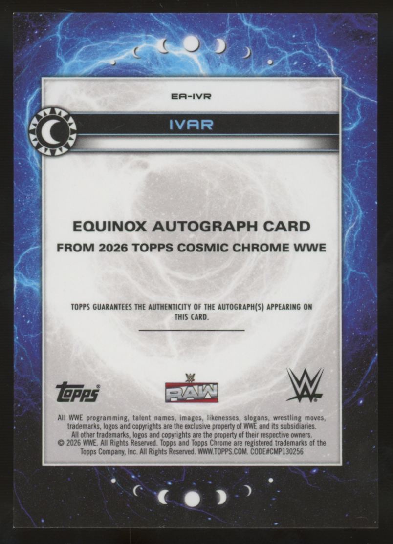 2026 Topps Chrome Cosmic WWE Ivar Orange Galactic Equinox Auto /25 #EA-IVR