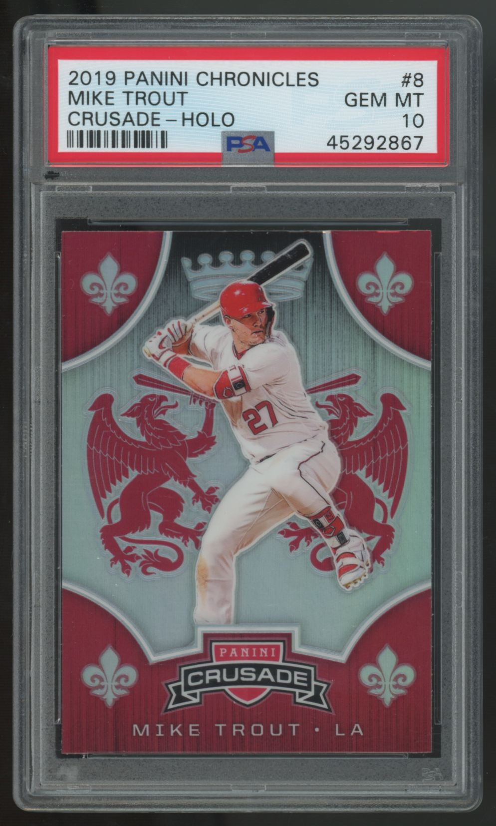 2019 Panini Chronicles Crusade Mike Trout Holo #8 PSA 10