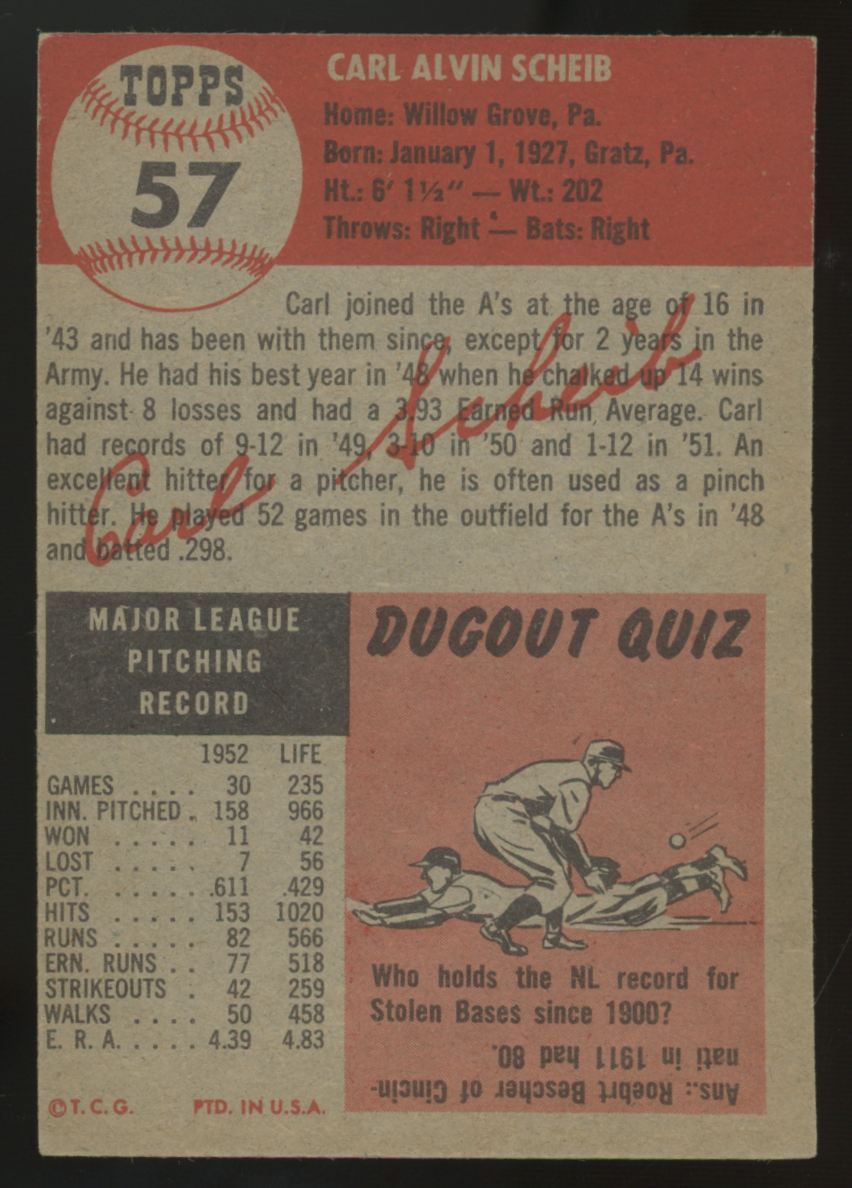 1953 Topps Carl Scheib #57 EX/MT
