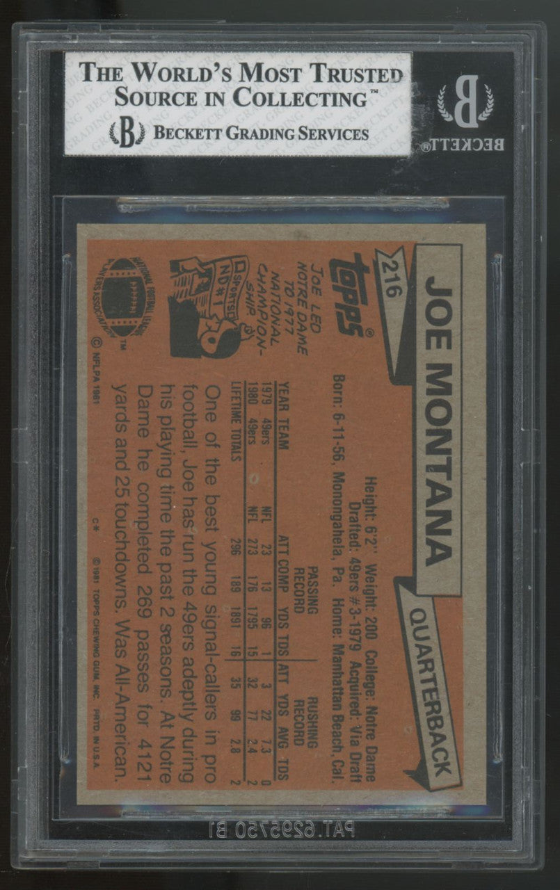 1981 Topps Joe Montana RC #216 BGS 7