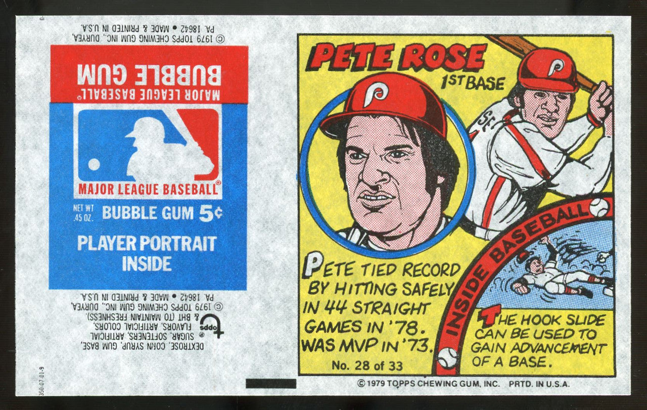 1979 Topps Baseball Player Portrait Wax Wrapper Pete Rose Comic