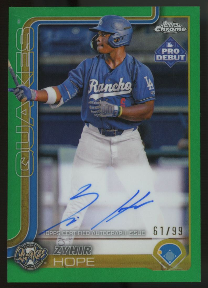 2025 Topps Pro Debut Zyhir Hope Green Chrome Auto /99 #PDC-139