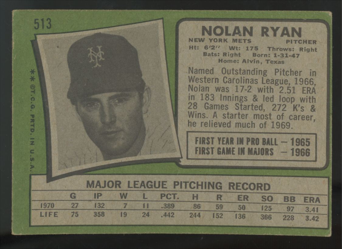 1971 Topps Nolan Ryan #513 G/VG