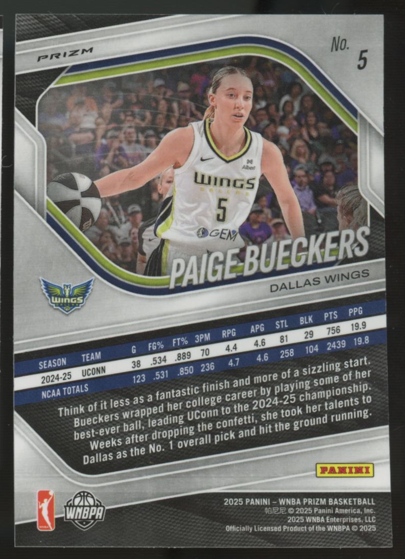 2025 Prizm WNBA Paige Bueckers RC Silver Ice Prizm #5