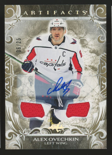 2024-25 Upper Deck Artifacts Alex Ovechkin Gold Auto Dual Patch /25 #155