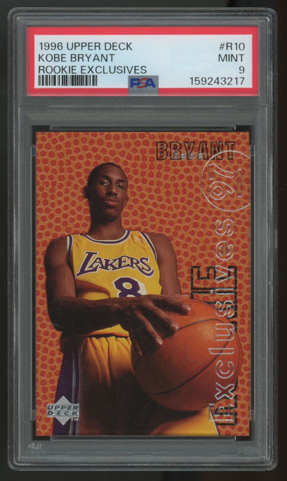 1996-97 Upper Deck Kobe Bryant RC Exclusives #R10 PSA 9
