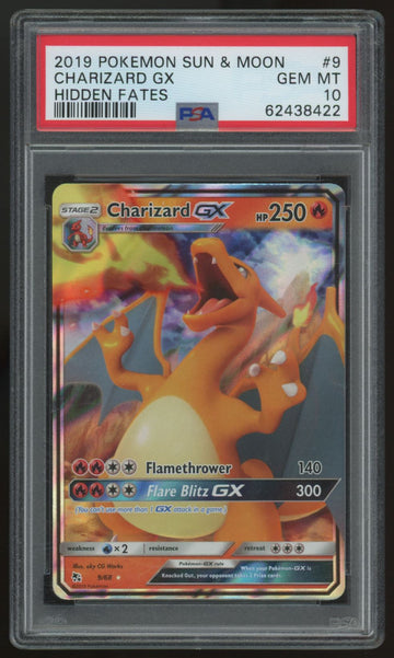 2019 Pokemon Charizard GX Hidden Fates #9 PSA 10