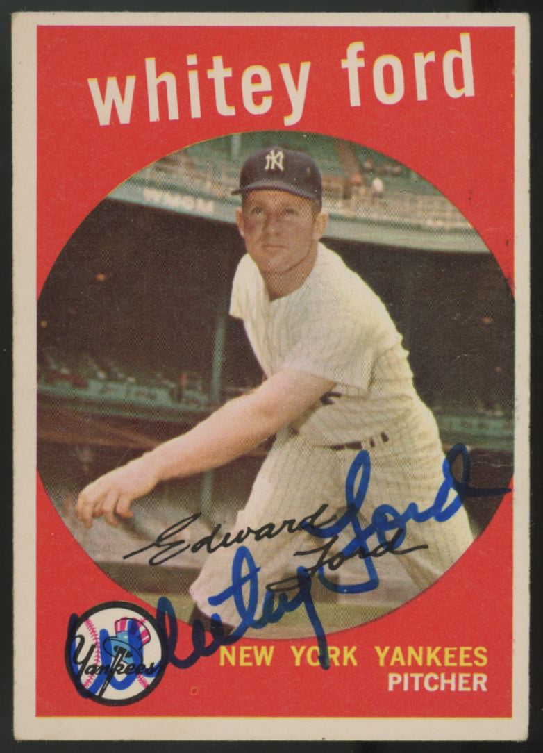 1959 Topps Whitey Ford Signed Auto #430 VG